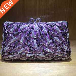 Women green purple Crystal Handbags Purse Bridal Wedding Par