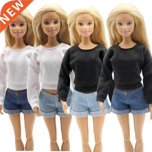 1/6 Doll Clothes Long-sleeved Sweater Pants Denim Grid Daily