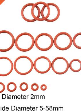 Wire Diameter 2mm OD 5-58mm Red Heat Resistance Rubber O Rin