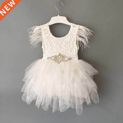 Princess baby feather dress 1st birthday party toddler girls