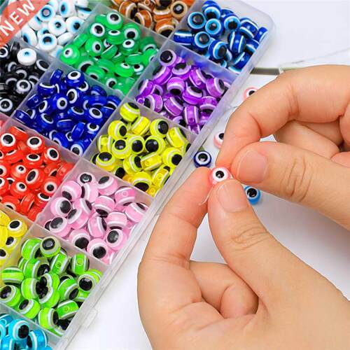 6/8/10mm Resin Flat Evil Eye Beads Round Loose Spacer Beads