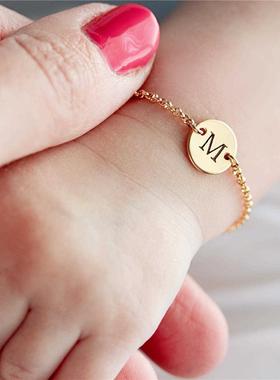 Cursive Initial Bracelet Stainless Steel Tiny Letter Persona