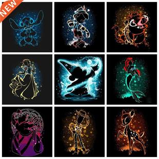 5D DIY Diamond Painting Black Art Princess Stitch Mickey Be