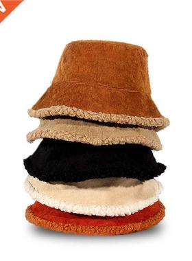 Winter Bucket Hats Women Warming Panama Hat Lady Fluffy Cord