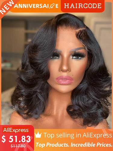 Body Wave 13x6 Short Bob Wig 13x4 Lace Front Human Hair Braz