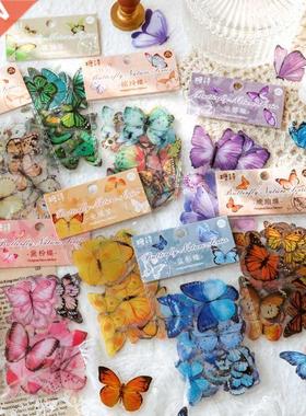 40pcs Vintge Butterfly Plnts PET Decortive Stickers Diry