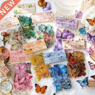 40pcs Vintge Butterfly Plnts PET Decortive Stickers Diry