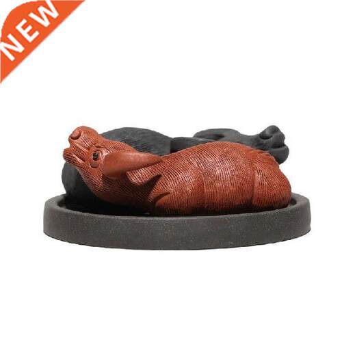 Creative Purple Clay Tea Pet Ornaments Lying Cow Statue