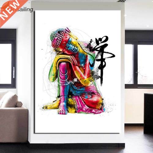 1 piece Canvas Zen Art painting Colorful Buddha chan medita