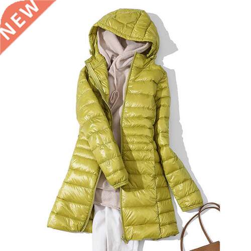 2021 New Winter Jackets Women White Duck Down Long Coat Fema