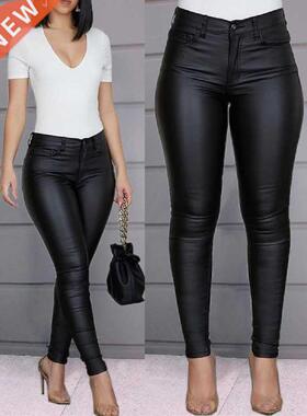 Female Leather Leggings Pants Girl Solid Small Feet Fashion