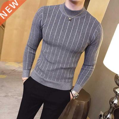 Pullover Men's Sweaters 2022 Korean Casual Striped Solid Swe
