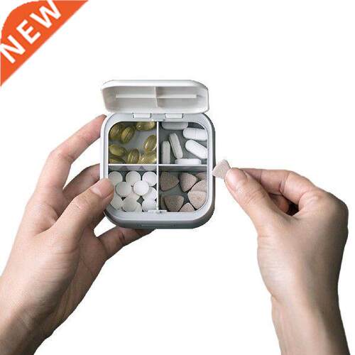 Pill Holder Mini Tablet Box 4-Room Portable Lightweight