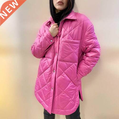 Malina Front Buttons Parkas Women Fashion Simple Argyle Coat
