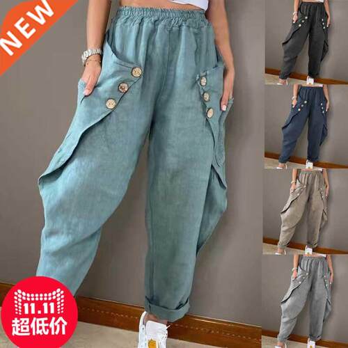 S-3xl Women's Straight Leg Summer casual pants大码休闲裤