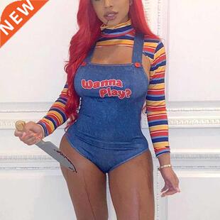 2022 Women Play Movie Character Bodysuit Chucky Doll Costume