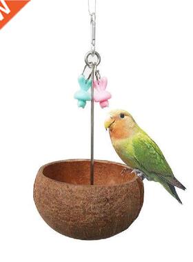 Parrot Bowls Pet Birds Hanging Cage Bowl Dish Cup Coconut