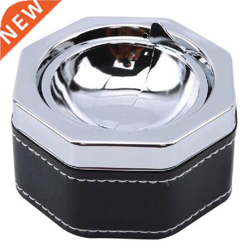 Portable Practical Household Metal Ashtray Rotating Black