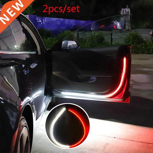 2Pcs Car Door Opening Warning LED Lights Strips Anti Rear-en