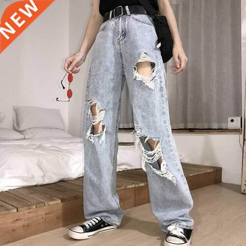 2020 New High Waist Ripped Jeans Women's hip hop Loose Jeans