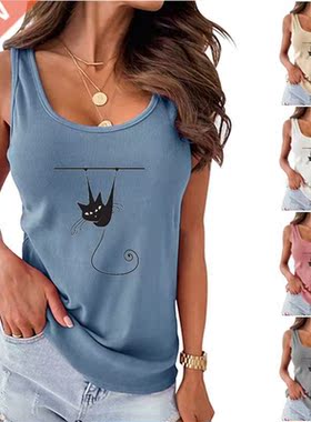 Summer Casual Sleeveless Top Women T-shirt Slim Fit Vest Shi