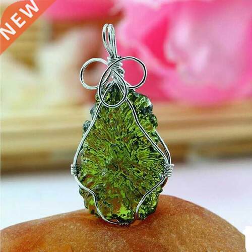 Moldavite green aerolites crystal stone pendant energy apotr