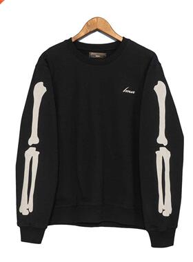 Casual Flocking Bone Pattern Tshirt Top Men Sweatshirt Hoodi