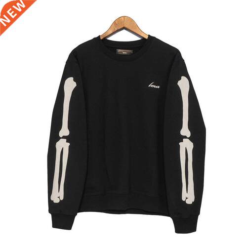 Casual Flocking Bone Pattern Tshirt Top Men Sweatshirt Hoodi