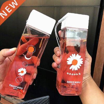 500ml Transparent Square Water Bottle Plastic Matte Water
