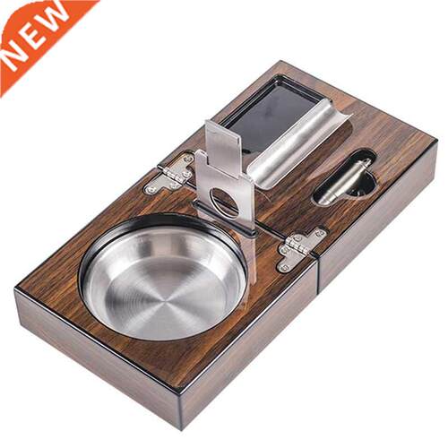 Cuban Cigar Ashtray Wood Square Box Include Cigar Cutter