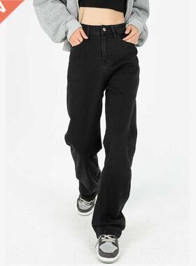 Vintage Baggy Black Women's Jeans Straight Loose High Waist