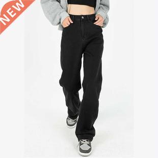 Vintage Baggy Black Women's Jeans Straight Loose High Waist