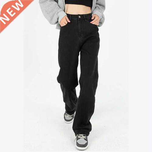 Vintage Baggy Black Women's Jeans Straight Loose High Waist