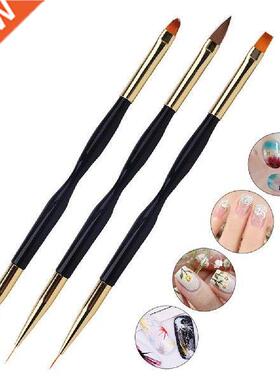 3Pcs Nail Art Pen Brush Acrylic Round Flat Painting Drawing