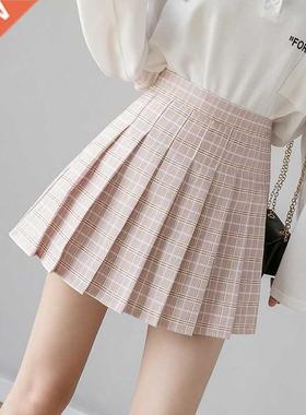 Summer Women's Skirt Shorts High Wist -line Student Plid