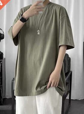 Hybskr 100% Cotton Men's T shirts 2022 Summer Solid Color Ca