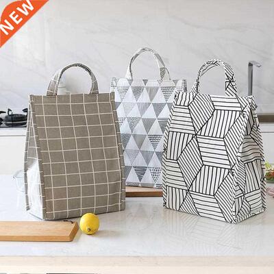 Portable Grid Insulated Lunch Picnic Tote Cooler Bag Bento B