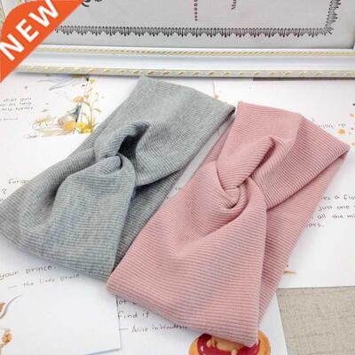Women Girls Solid Color Hair Bands Knitted Cotton Headbands