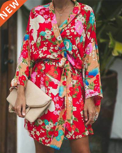 2020 Autumn Summer Women Long Sleeve Bohemian Floral Casual