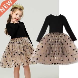 Girls Spring Lce Embroidery Princess Dress Kids Flower Fluf