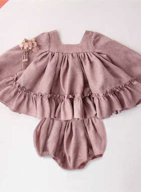 Princess Baby Girls Clothes Sets Summer Spring Linen Cotton
