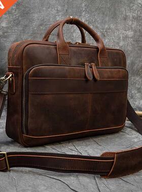 MAHEU Retro Laptop Briefcase Bag Genuine Leather Handbags Ca