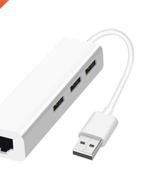 USB to Ethernet Adapter 3 Ports USB 2.0 Hub Ethernet RJ45 La