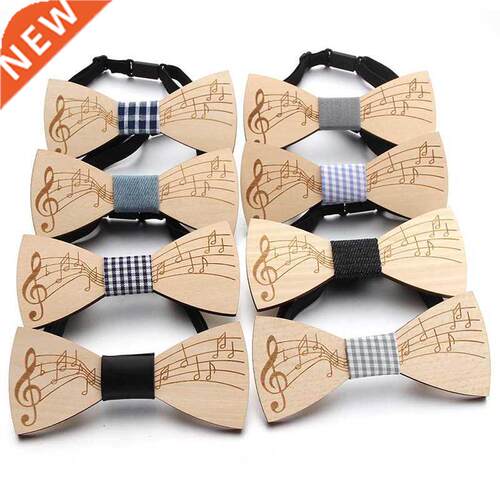 Faion Wooden Bowtie Gentleman Bow ties Handmade Music Note