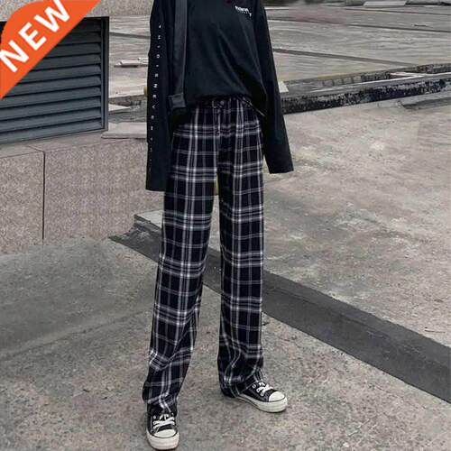 Plaid pants women's ser 2021 new high-waisted loose-fitti