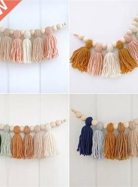 Boho Cotton Tassel Wooden Beads Kids oom Decoation