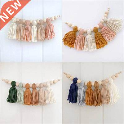 Boho Cotton Tassel Wooden Beads Kids oom Decoation