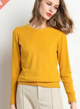 New Women Autumn Winter Clothes Solid Round Neck Sweater Ju