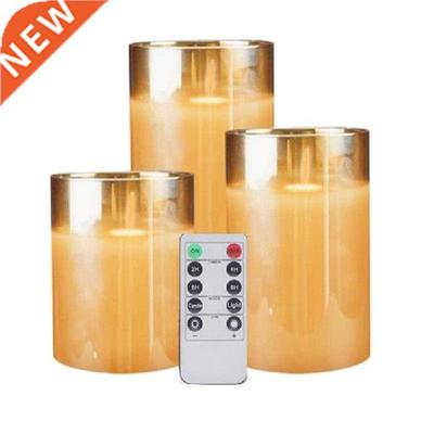 New Amber Glass LED Flameless Candles Flickering with