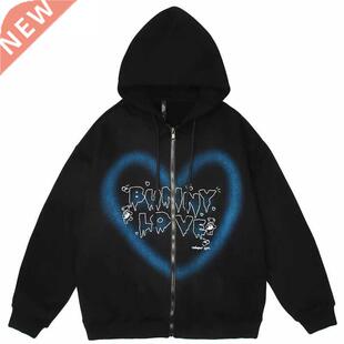 y2k 2021 Women Zip-up Hoodie Hip Hop Streetwear Graffiti Pri